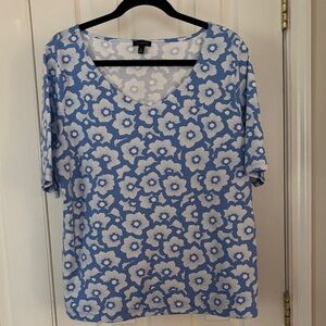 Talbots Blue and White Floral Blouse